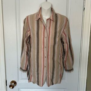 Talbots Petites Multi-colored Striped Longsleeves Shirt  Women S
